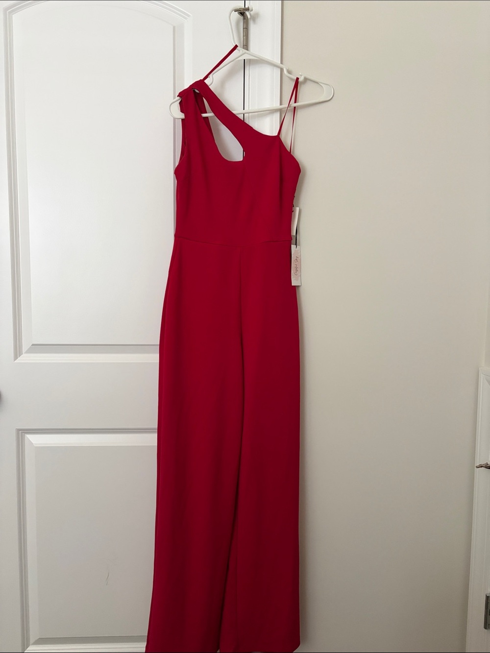 Asymmetric One-Shoulder Red Jumpsuit
